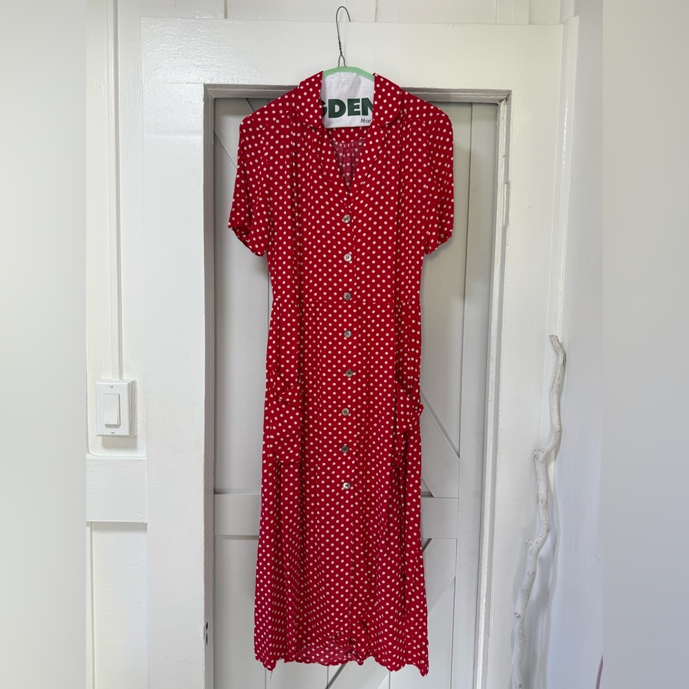 RDI Red and White Polka Dot Midi Dress